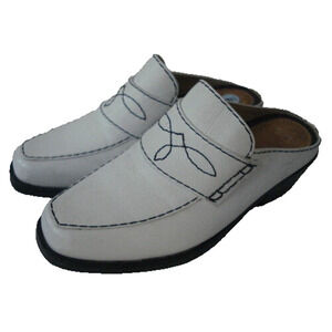 ARIAT WHITE LEATHER DRESS WESTERN CLOG SHOE SZ 6M MADE IN BRAZIL